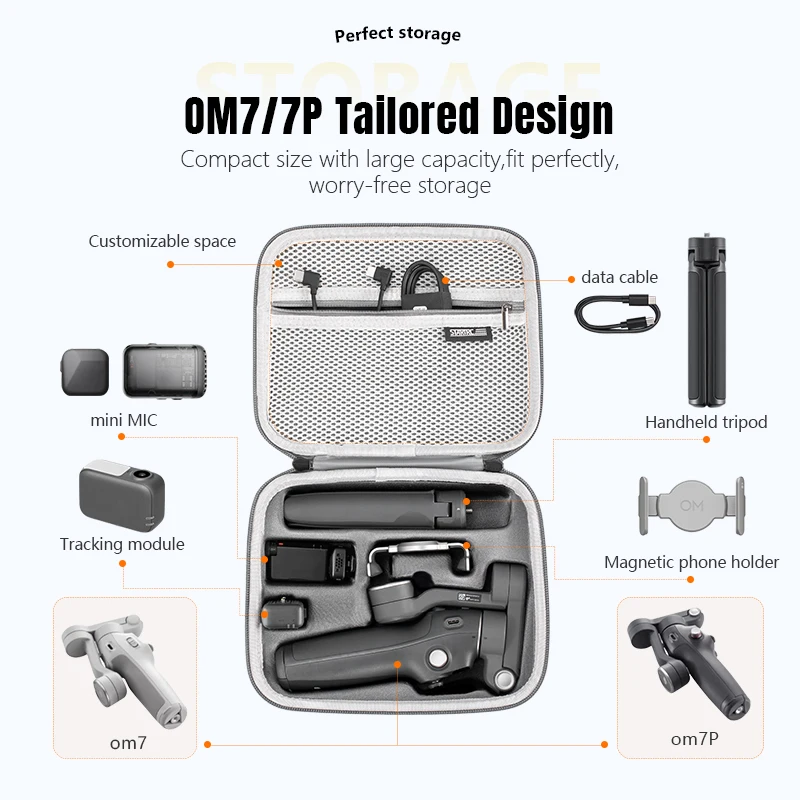 STARTRC OM8 Carrying Case For DJI OM7/7P Portable Storage Case PU Shoulder Bag Travel Handag for DJI Osmo Mobile 7 8 Accessories