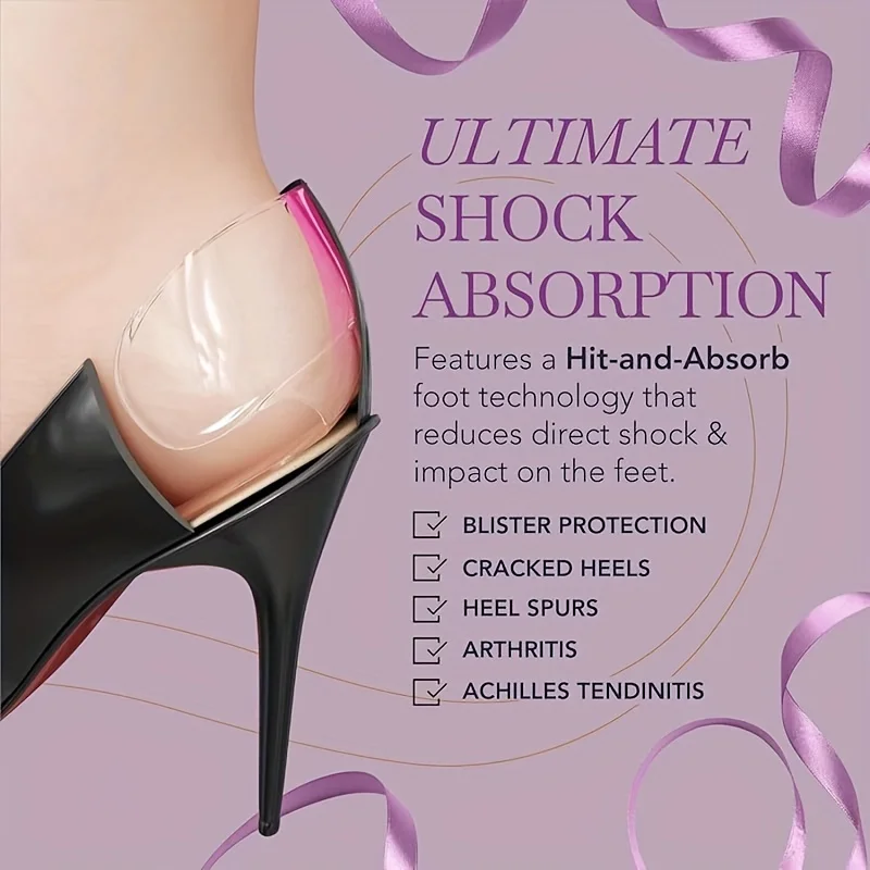 8 أزواج (16 قطعة) مقابض كعب سيليكون - وسائد كعب غير قابلة للانزلاق للأحذية النسائية، نعال مريحة للأحذية الكبيرة، لون طبيعي