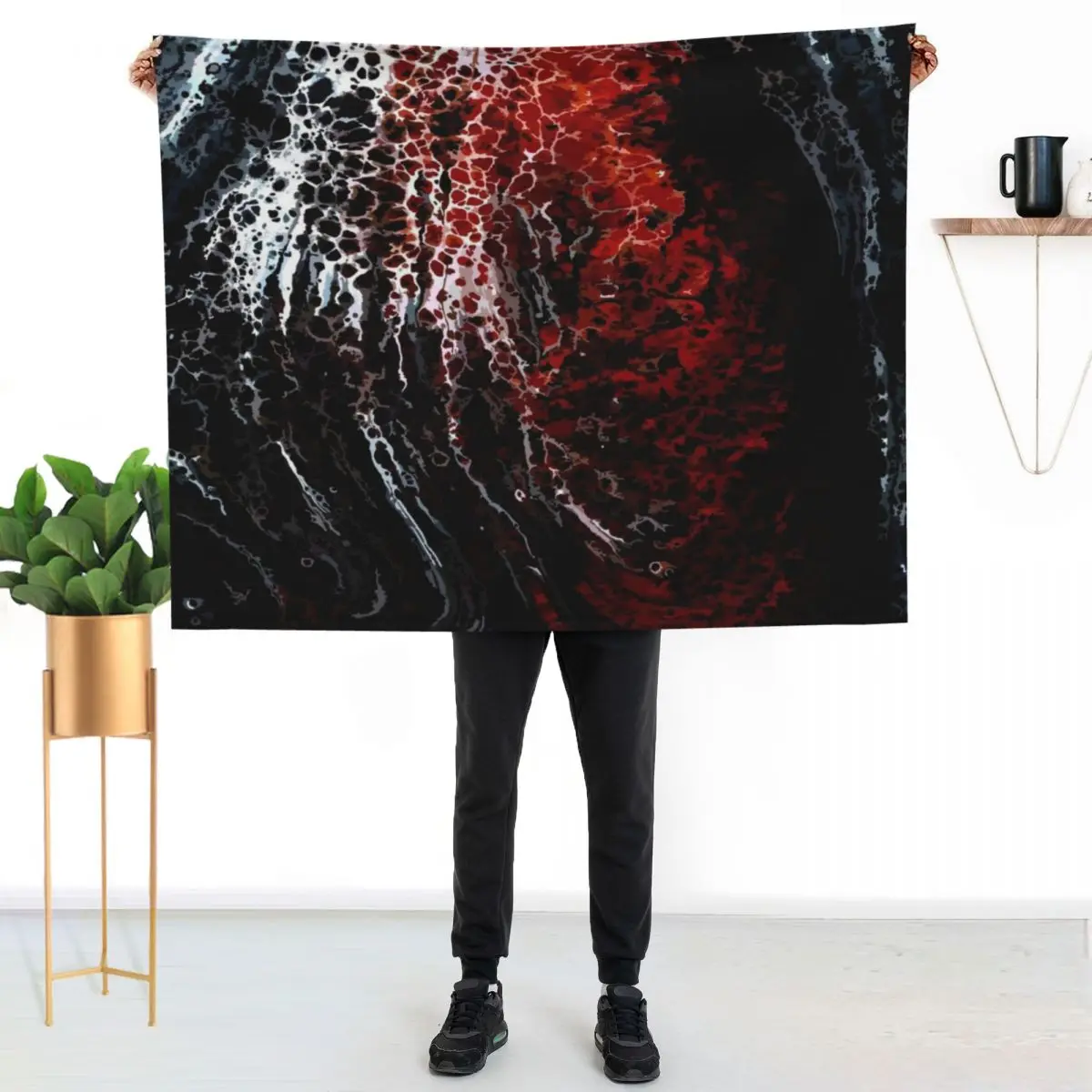 Copper Ridge - Acrylic Pour Fluid Art Throw Blanket Designers Soft Beds bed plaid Giant Sofa Beautifuls Cute Plaid Blankets