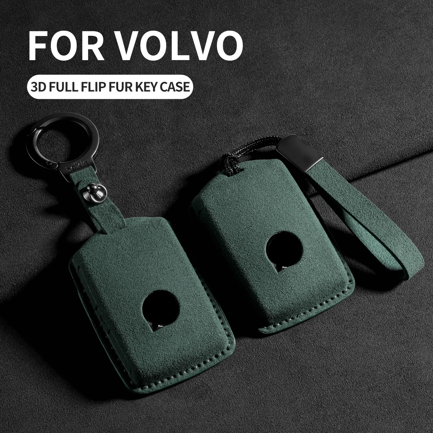 

For Volvo S60 S90 XC40 XC60 XC90 V60 V90 T6 T8 Suede Car Smart Remote Key Case Cover Protector Auto Shell Decorative Accessories