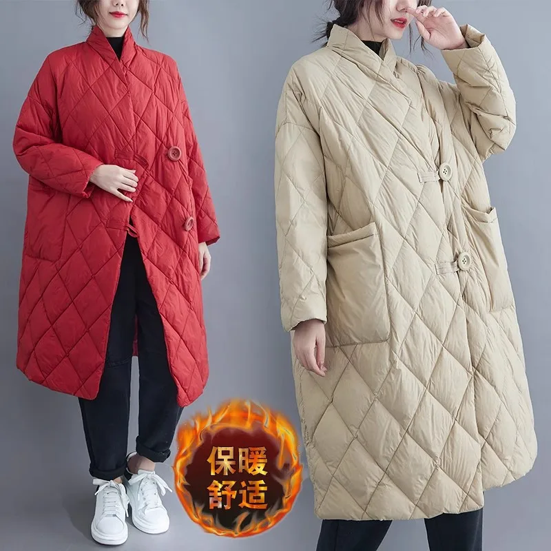 Plus Size 12Okg Winter Women Long Jacket Warm Lady Lightweight Coat Oversized Puffer Parkas Wadded Down Jackets Women 2680