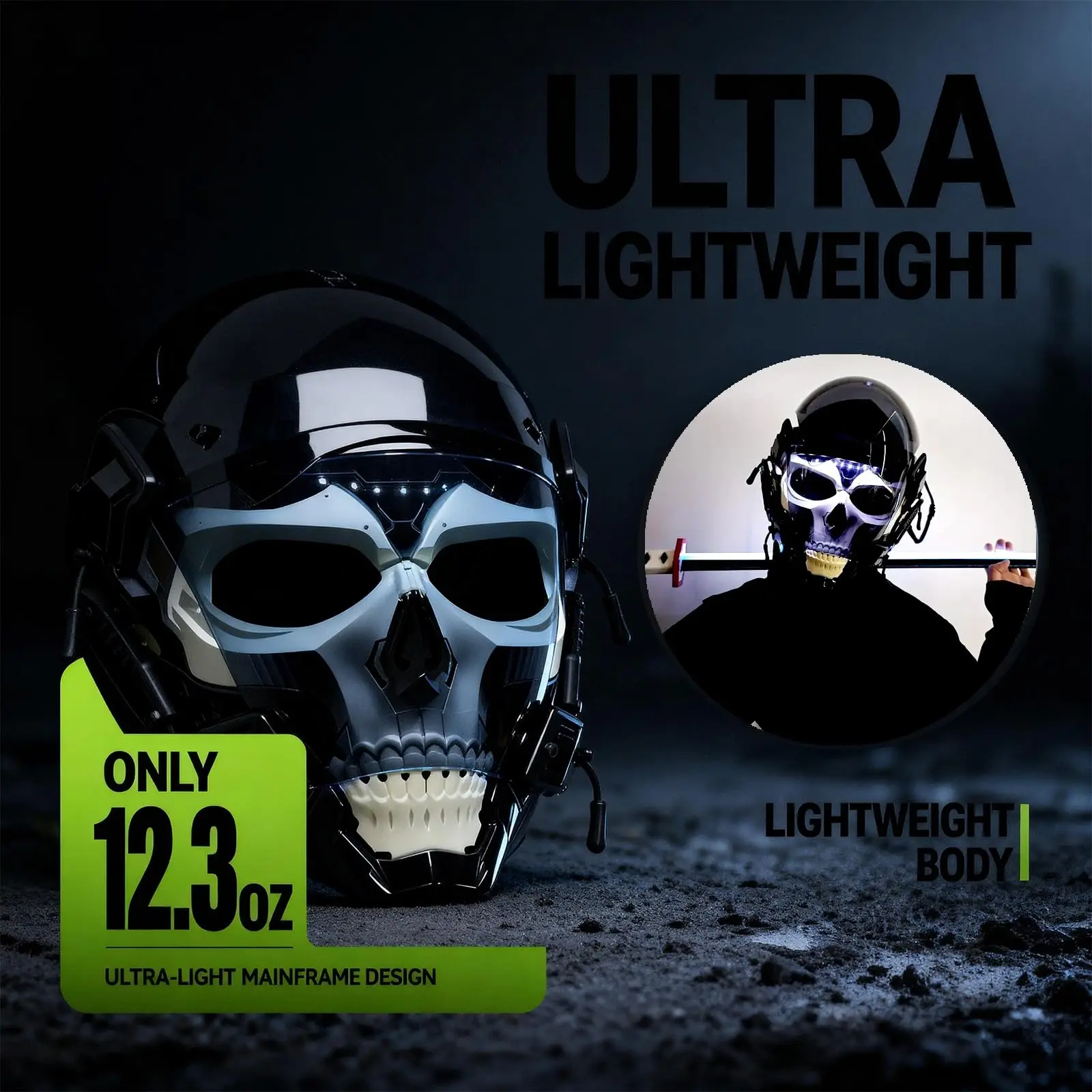 قناع قوطي الخيال العلمي المستقبلي، قناع واقٍ لكامل الوجه من Airsoft Skull، زي الهالوين التنكري مناسب للرياضات الخارجية CS #5