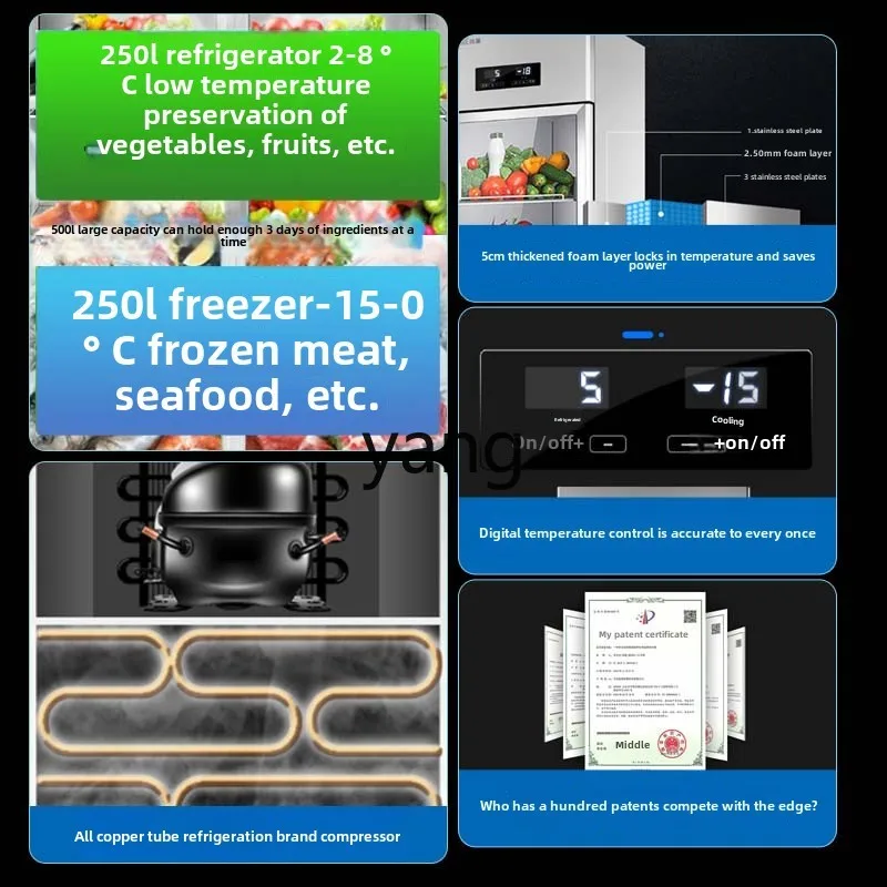 CX Commercial Refrigerated Frozen Double Door 2 Door Kitchen Large Capacity Six Door Freezer