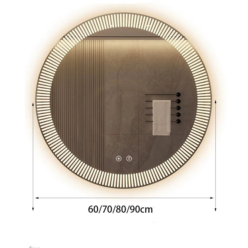 Shatterproof 3 Colors Lights Adjust  Bluetooth speaker Anti-fog LED Bathroom Mirror Circle Backlit HD Wall Mounted Vanity Mirror