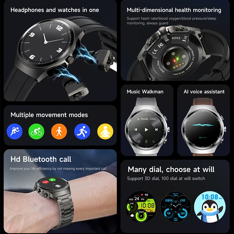 

Новые умные часы GEJIAN со встроенными наушниками, 1,43-дюймовый AMOLED-экран высокой четкости, мониторинг сердечного ритма, здоровья, мужские часы