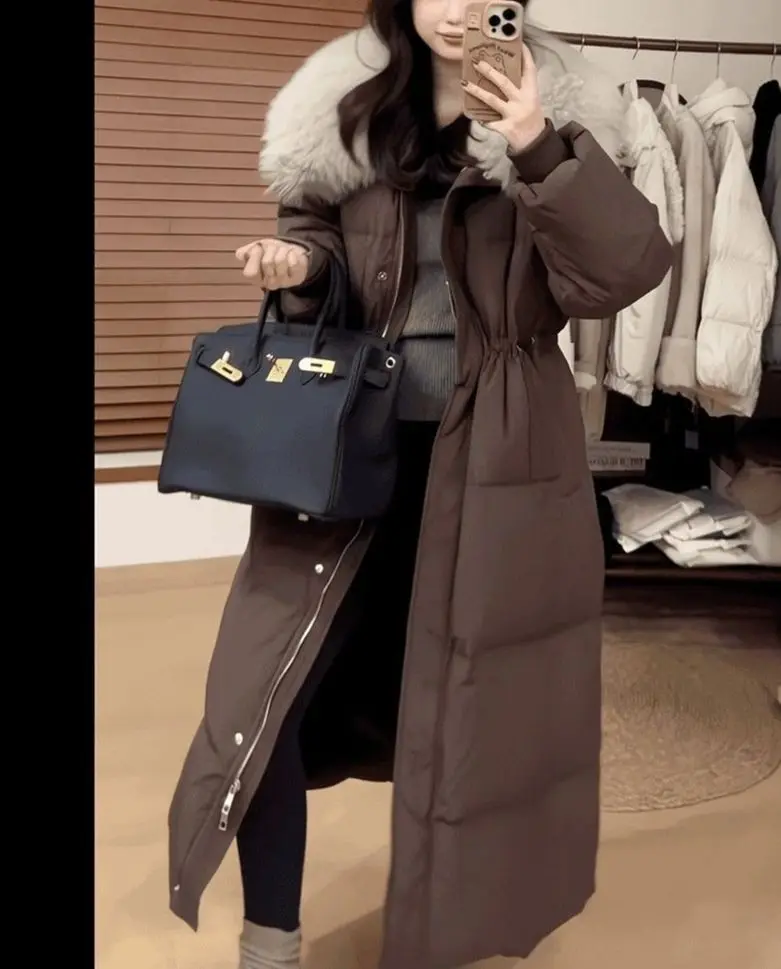 

Winter New Style Slimming Waist Thick and Warm Long Fur-lined Down Jacket