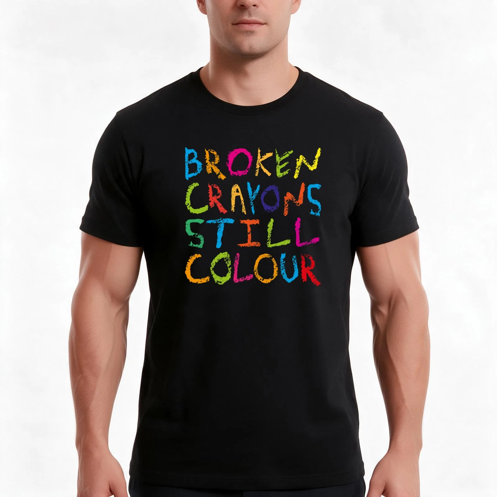 Broken crayons still colour (grunge version) T-Shirt, Summer Casual Cotton Tee, Oversized Streetwear Tops, Vintage Graphic Print