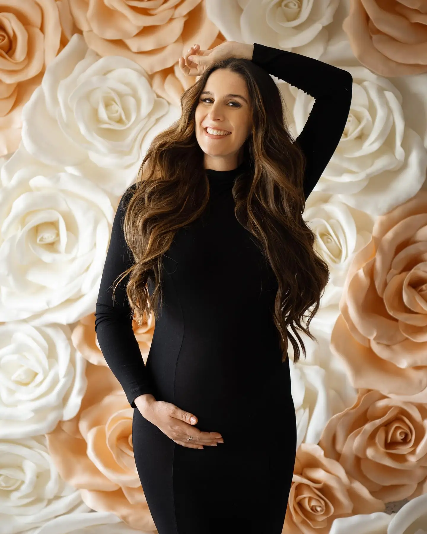 الصلبة اللون عارية الذراعين نصف الرقبة العالية مطاطا سليم صالح فستان الأمومة التصوير الدعائم فستان Bodycon ماكسي فساتين طويلة #3