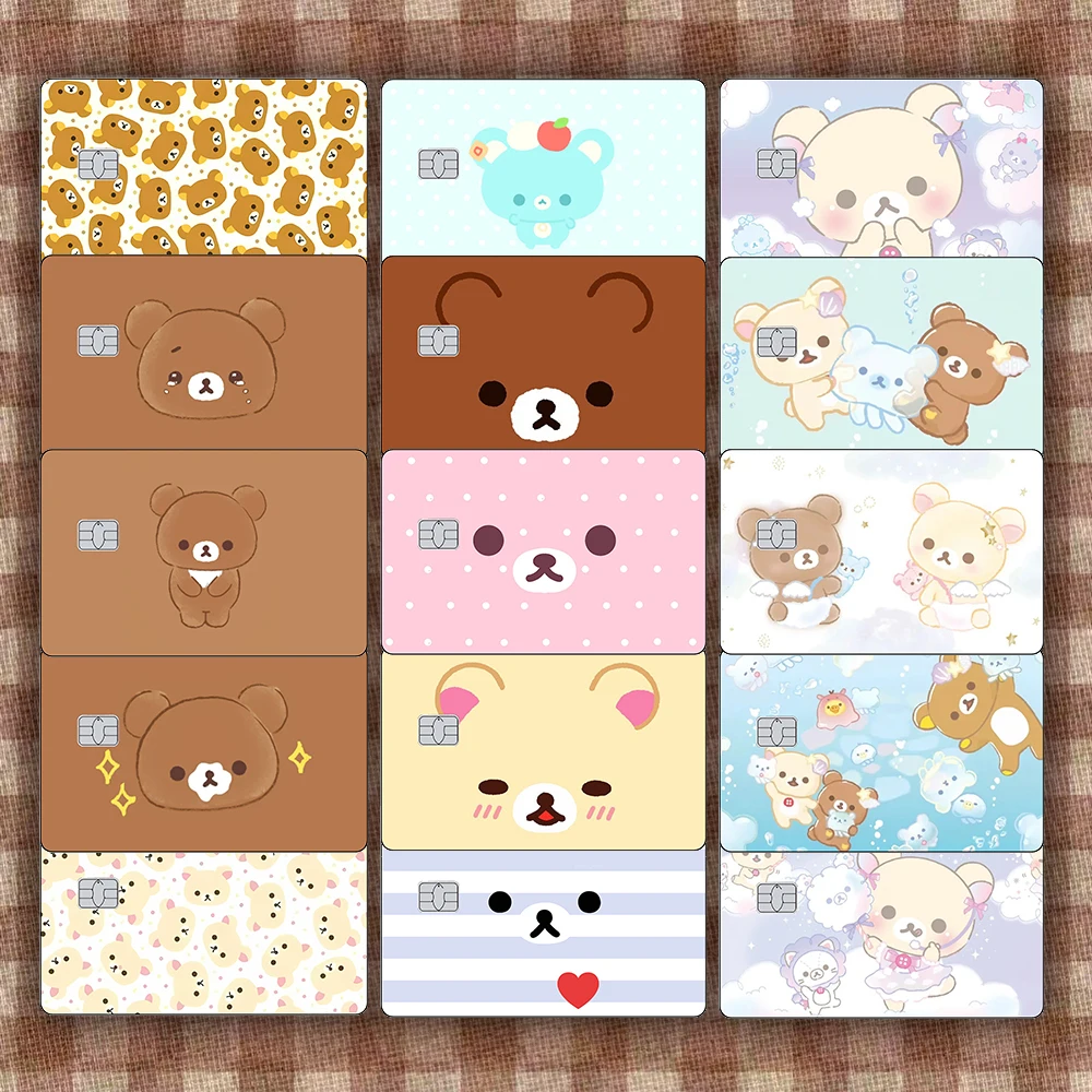 Pegatina de piel de tarjeta de crédito Kawaii Kiiroitori, pegatinas mate de oso bonito para VISA JCB MasterCard y otras tarjetas magnéticas IC
