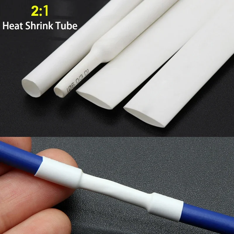 

1/3/5M White 2:1 Heat Shrink Tube Dia. 0.6mm ~ 80mm Wire Repair DIY Heat Shrinkable Sheath Thermoresistant Tube For Cables