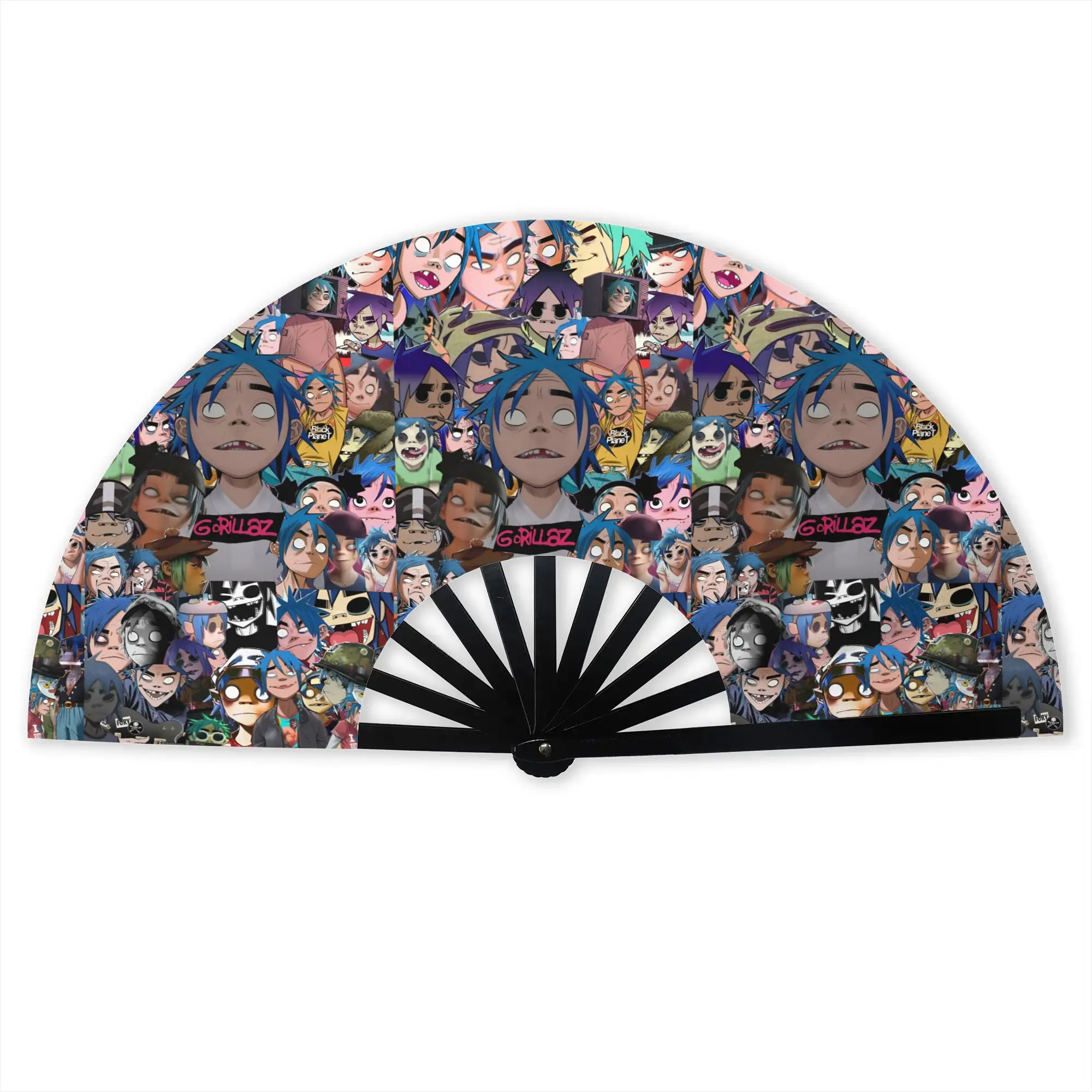 Customized G-Gorillazes Hot Manga Comic Virtual Portable Pocket Fan Polyester Folding Fan Chinese Dance Handheld Cooling Fans