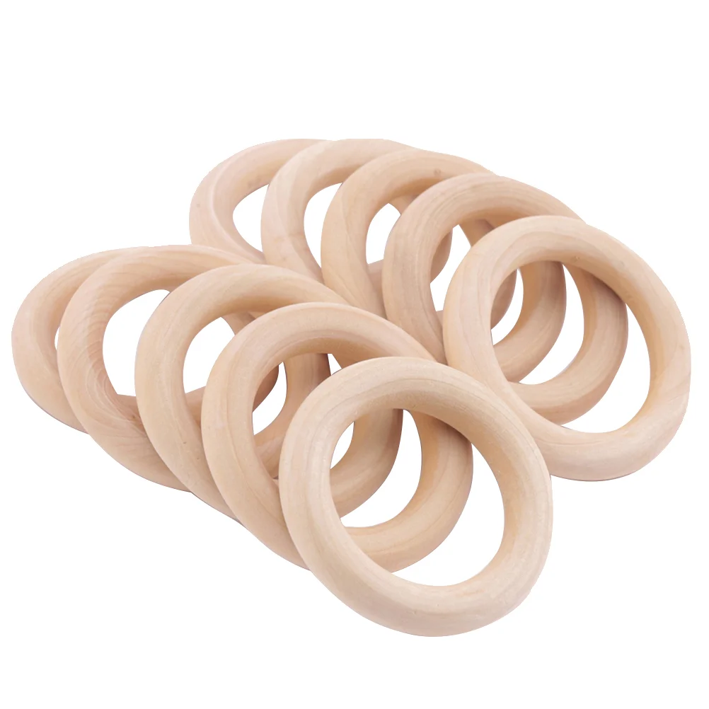 

12pcs 55mm Wooden Ring Plain Wood Color Swinging Ring Wood Ring for Crafts Making wood rings wooden teething ring