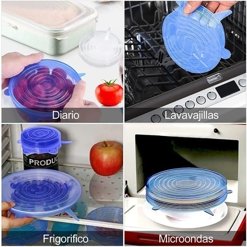 24/12/6PCS Food Silicone Cover Fresh-keeping Reusable Environmentally Airtight Cap Refrigerator Storage Stretch Lid Kitchen Tool