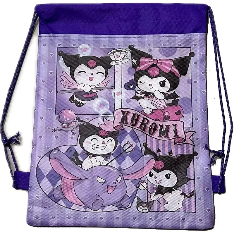 Sanrio Kuromi borsa con coulisse in tessuto Non tessuto borsa per Snack zaino per bambini bomboniere borse per la scuola forniture per feste regalo