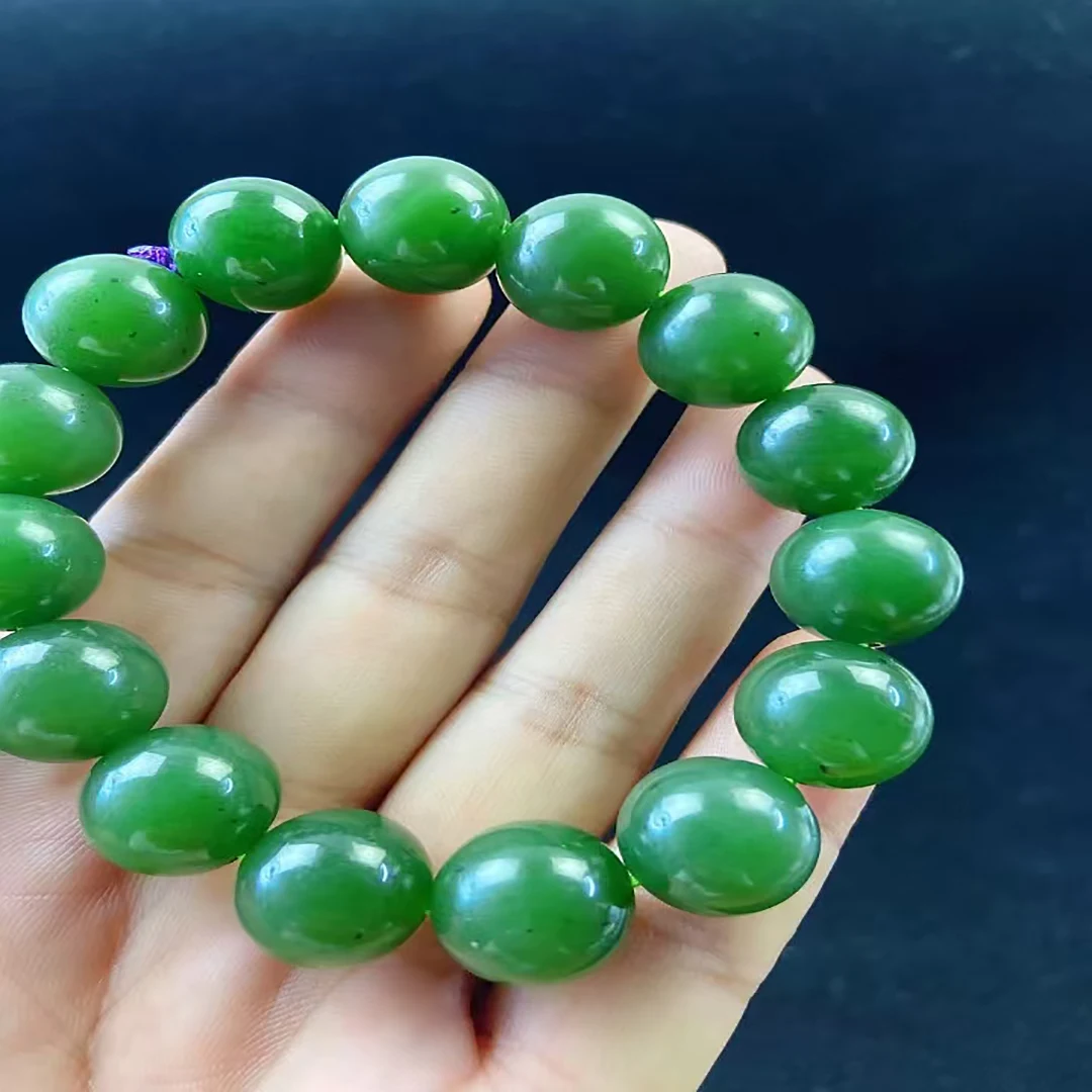 Hetian Jade Jasper Yang Pulseira Verde, 14 Jóias, HTB003