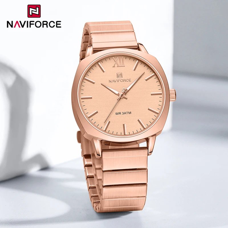 2024 New NAVIFORCE High Quality Watch For Women Casual Stainless Steel Bracelet Ladies Quartz Wristwatch Girlfriend Gifts NF5044