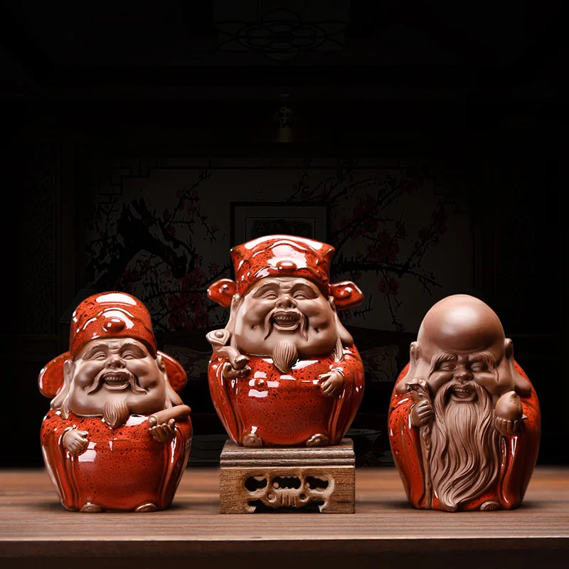 New Chinese Style Three Stars of Luck, Prosperity and Longevity Ceramic Decoration Creative Home Living Room and Study Decoratio