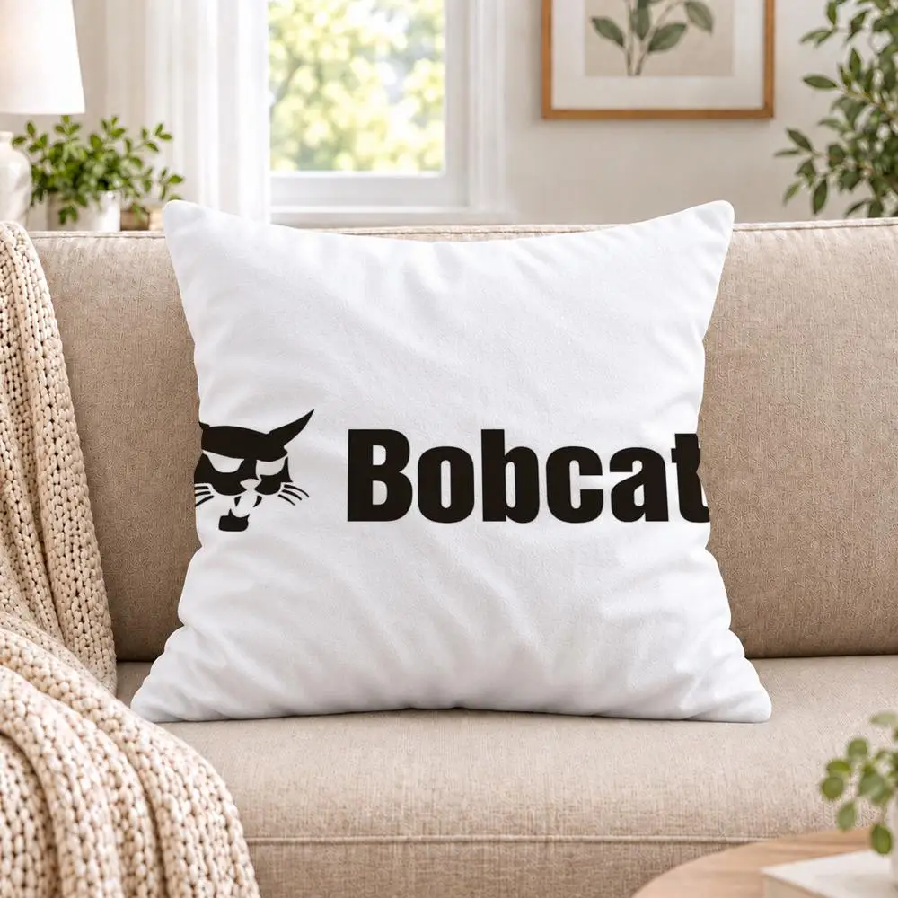 Car Cool B-Bobcat Cushion Cover Short Plush Double-Sided Printing Sofa Bedroom Pillow Case Aesthetic Home Decor