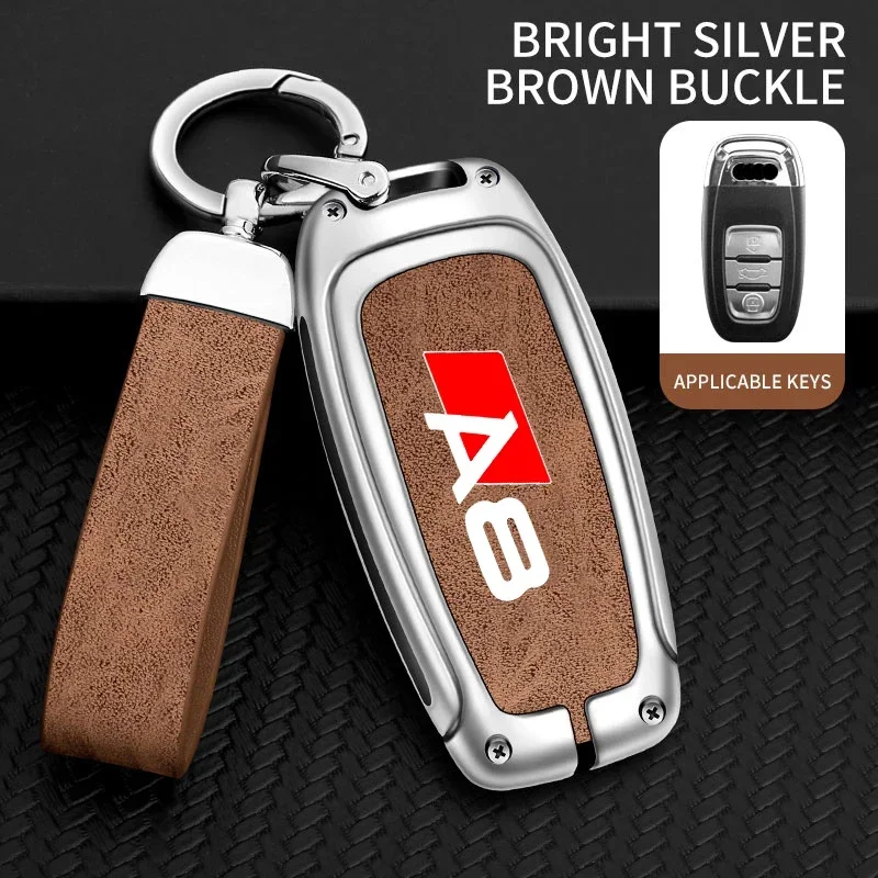 Zinc Alloy Car Smart Remote Key Case Cover Holder Shell For Audi A8 d3 d4 d5 4h Protector Key Bag Keychain Interior Accessories