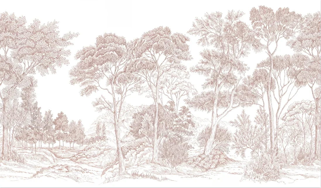 Customized Size Mural Mist Forest Decoration Painting Home Decoration Retro Forest Cedar Forest Wallpaper White Birch Tree mural