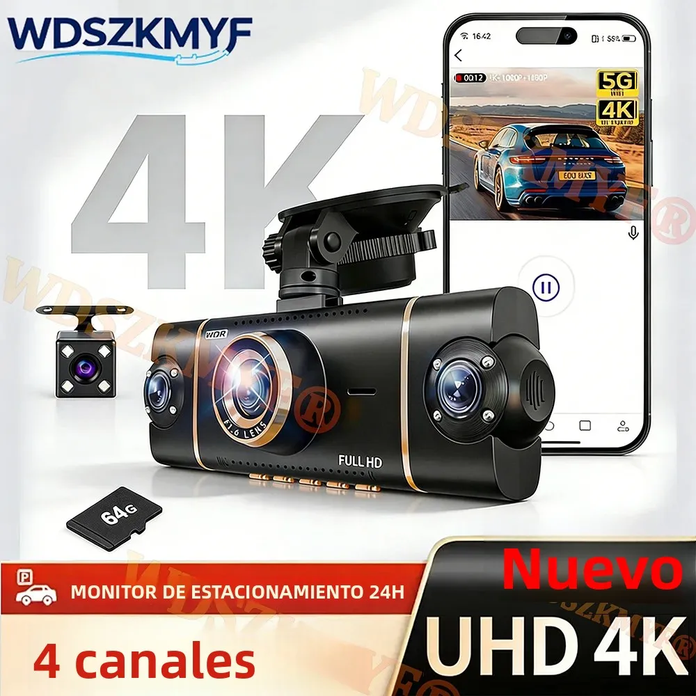 New 4K 1080P Car DVR 360° Car Dash Cam 4 CH WIFI APP Video Recorder Front With Rear View Night Vision Black Box Car Accessories