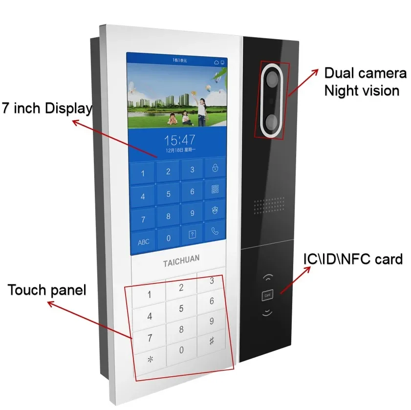 Face Recognition Video Door Phone TuYa Touch Screen Smart Home Automation Phone Cloud Intercom ODM OEM IP Video Intercom System