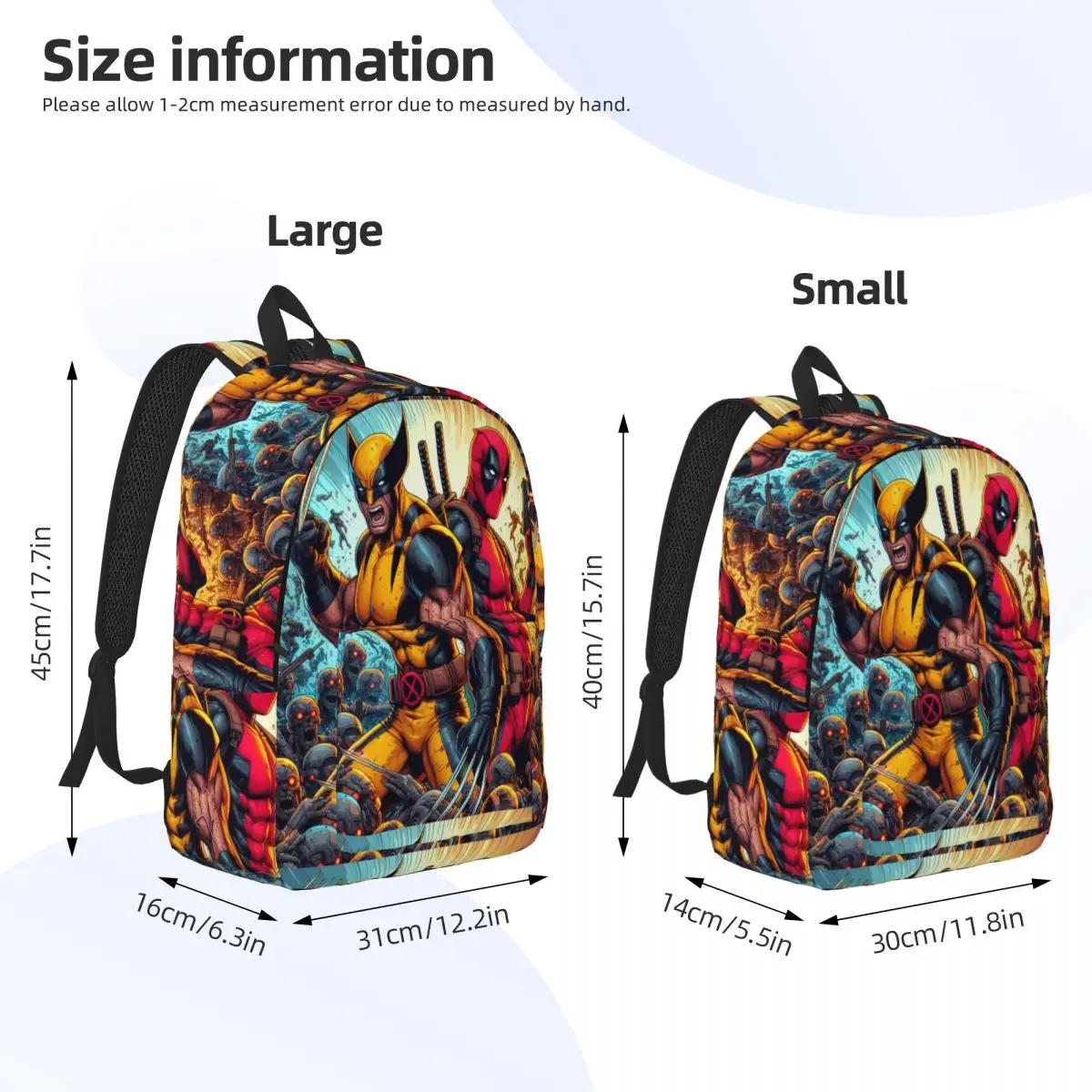 Custom Deadpool And Wolverine Walpaper Canvas Backpack for Men Women Water Resistant College School Bag Printing Bookbags