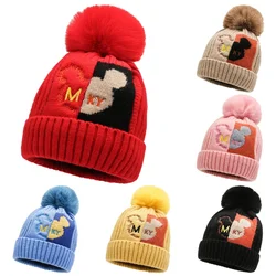 Disney Mickey Mouse Knitted Kids Beanie Cap Boy Girl Hat Warm Baby Autumn Winter Girls Hat for Kids Toddler Bonnet Enfant Warm