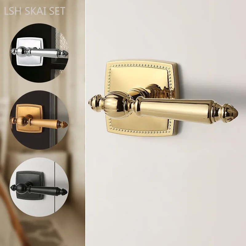 High-quality Golden Bedroom Door Lock Light Luxury Bathroom Single Tongue Keyless Door Lock Home Decoration Hardware Supplies