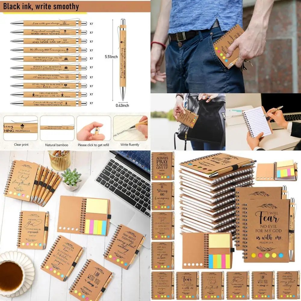 

70 Sets of 140-Piece Christian Prayer Journals with Scripture Pen and Sticky Notes - Bulk Bible Verse Notebooks for Church, Bibl