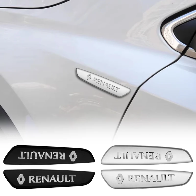 For Renault Koleos Megane 2 3 Clio Duster Captur Logan Kadjar Auto Accessories 2PC 3D Metal Emblem Badge Car Fender Side Sticker