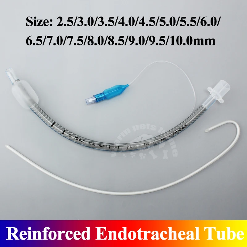 Reinforced Endotracheal Tube With Stylet 2.5-10mm Disposable Sterile Tracheal Intubation for Human and Animals Veterinary