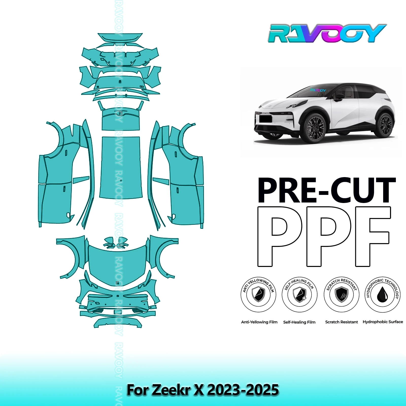 Car Precut Paint Protection Film Full Vehicle Anti-scratch Exterior TPU PPF For Zeekr X 2023-2025