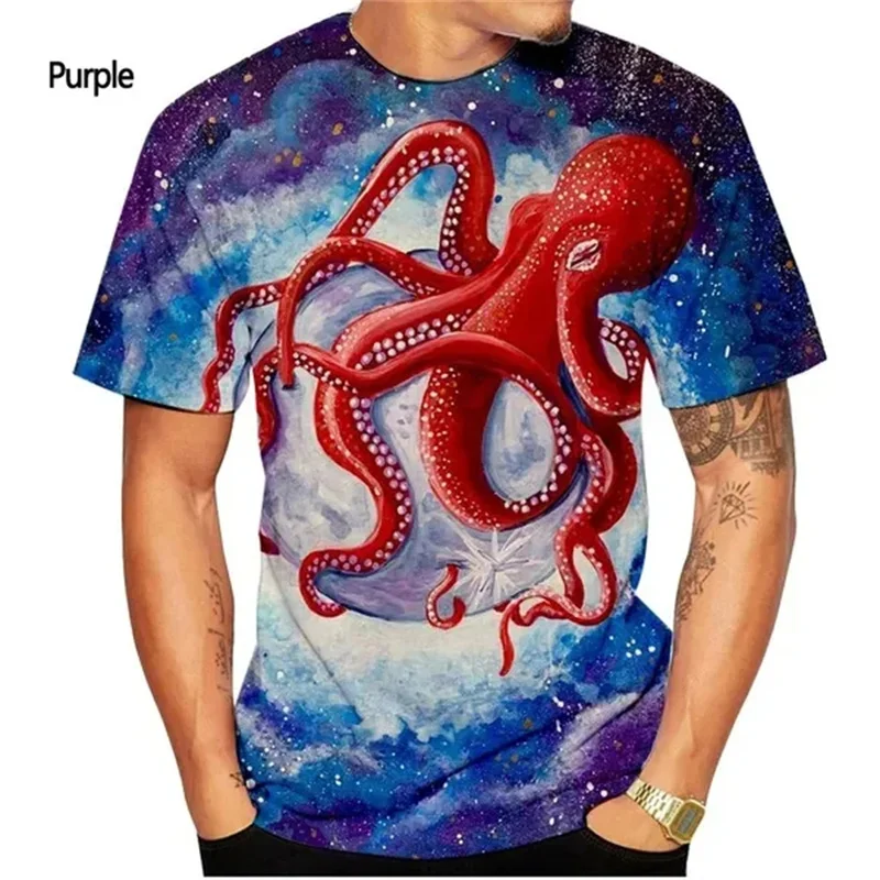 Impressão 3d mar animal t camisa das mulheres dos homens engraçado padrão de vida marinha t verão moda casual manga curta legal topo criança camisetas