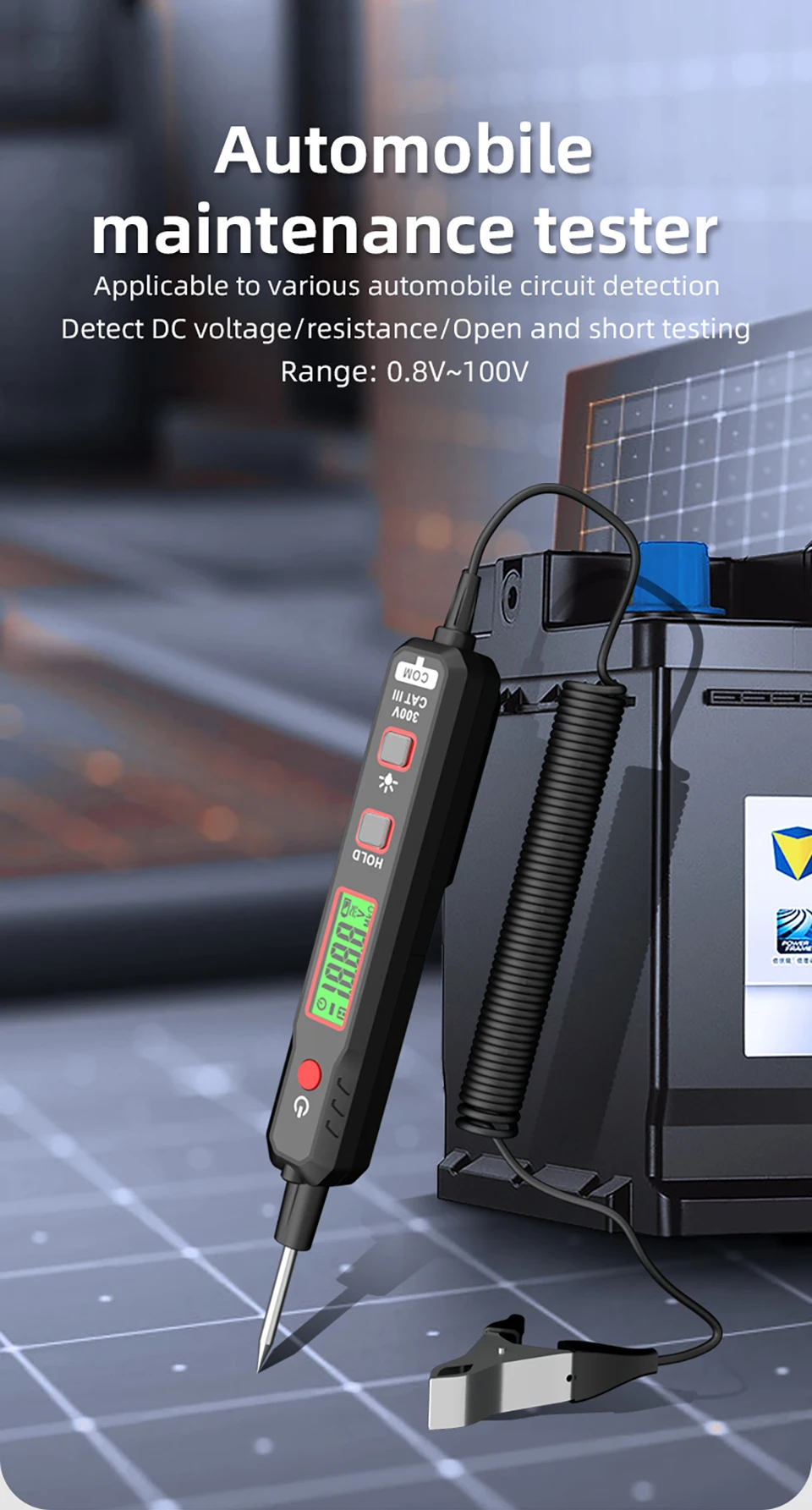 HT86A DC Spannung Detektor Auto Automobil Fehler Wartung Schaltung Test Stift Digitale Hintergrundbeleuchtung Auto Sicherung Diagnose Sonde Test Stift – Detail 1
