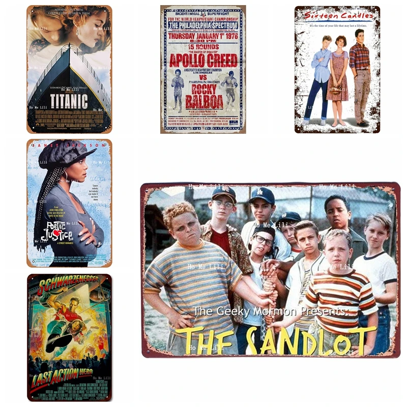 The Sandlot Titanic Thursday January 1st Sixteen Candles Poetic Justice Last Action Hero Movie Metal Tin Sign Wall Plaque