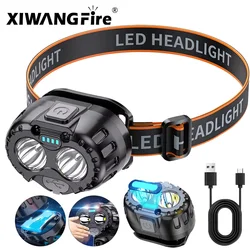 LED Motion Sensor Headlamp USB Rechargeable Headlight Outdoor Waterproof Headlight Camping Tools Fishing Head flashlight Lantern