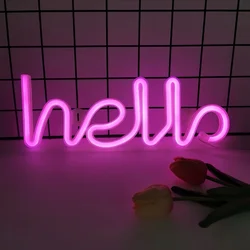 Hello neon lights, USB/battery powered, home bedroom lighting decoration background, wedding atmosphere, party decoration lights