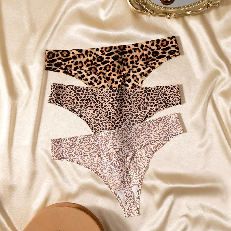 Women\'s Panties Fashion Leopard Thongs Woman Seamless Underwear Sexy Lingerie Breathable Cozy G-Strings Hot T-Back