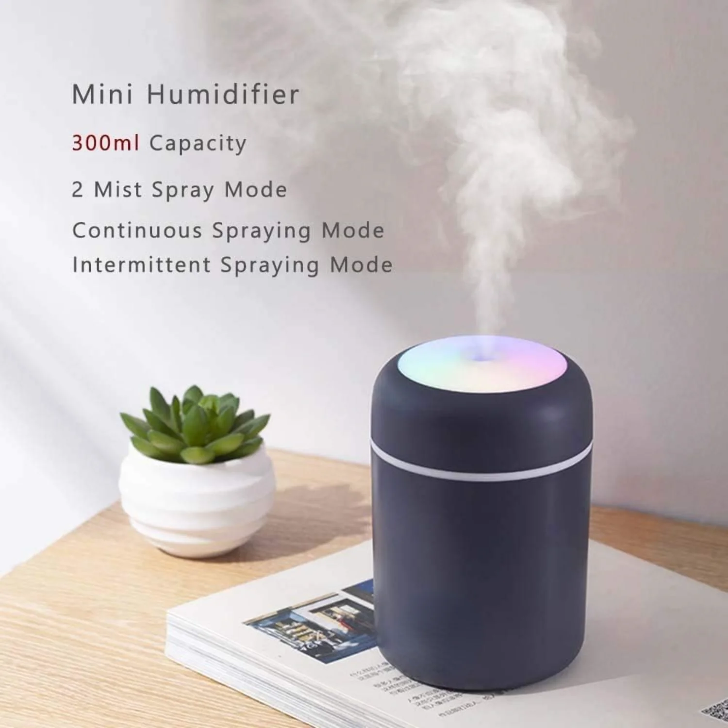 Cool Mini Humidifier,Essential Oil Diffuser  Essential Oil USB Cool Mist Humidifier,2 Adjustable Mist Modes, Super Quiet,for Car