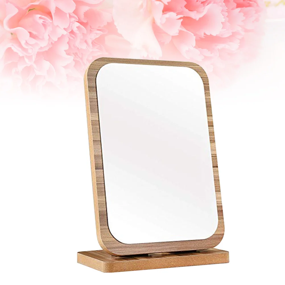 1pc Opvouwbare Make-up Houten Desktop Groot Helder Glas Voor Schoonheidsroutine Opvouwbare Spiegel Desktop Spiegel Huidverzorgingstool