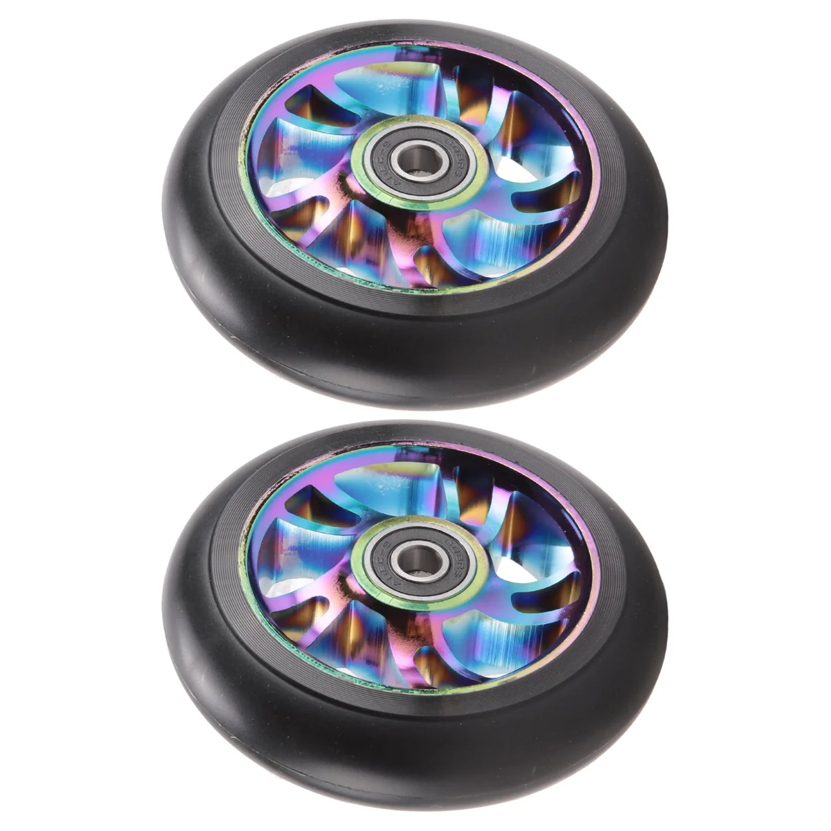 A03V 2 Pcs 100Mm Scooter Replacement Wheels with Bearing Stunt Scooter Pu Wheels for Rocking Cars, Extreme Cars, Scooters