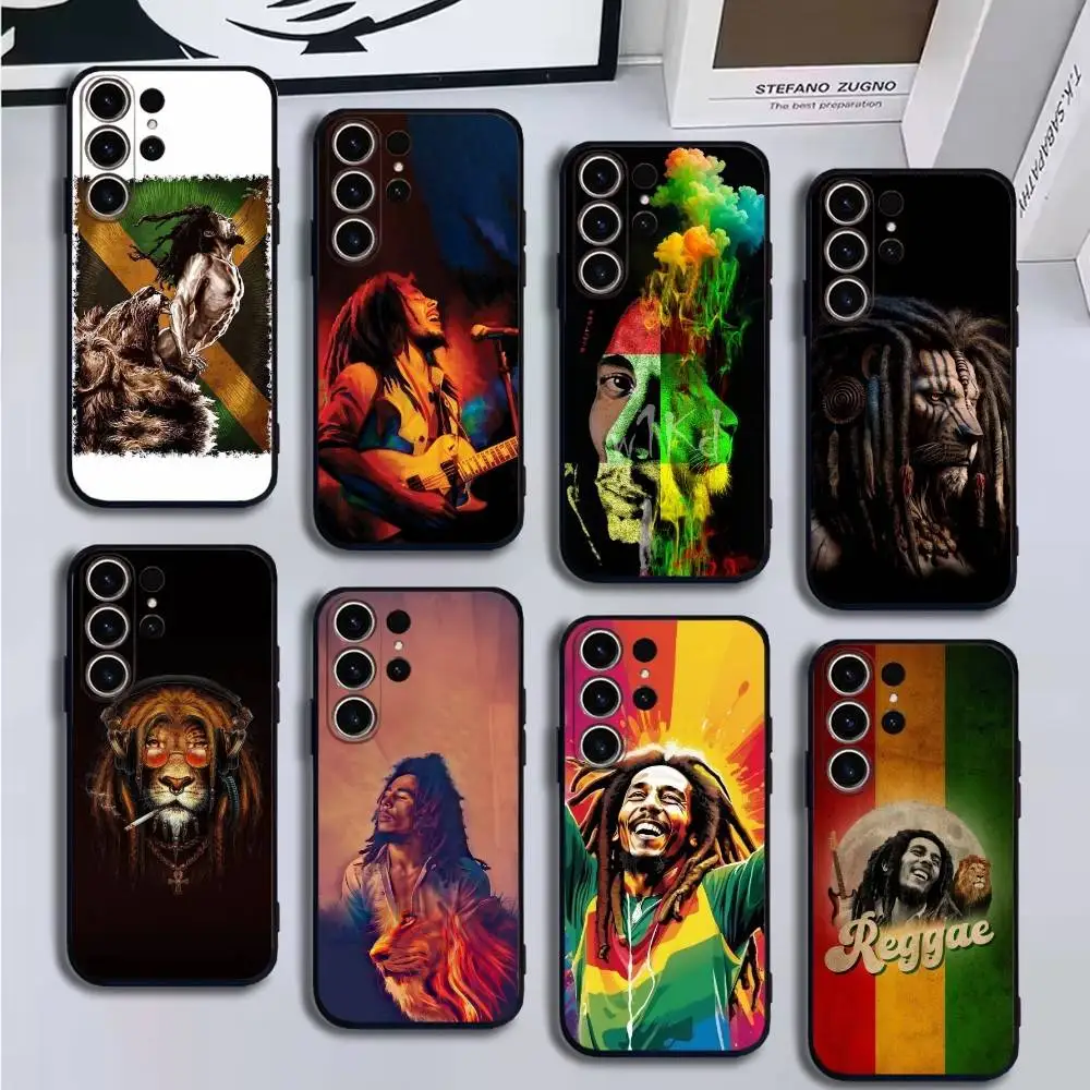 

Bob Marley Rasta Lion Phone Case For SamsungS25,24,21,22,23,30,Ultra,20,Plus,Fe,Lite,Note,10,9,Soft Black Cover