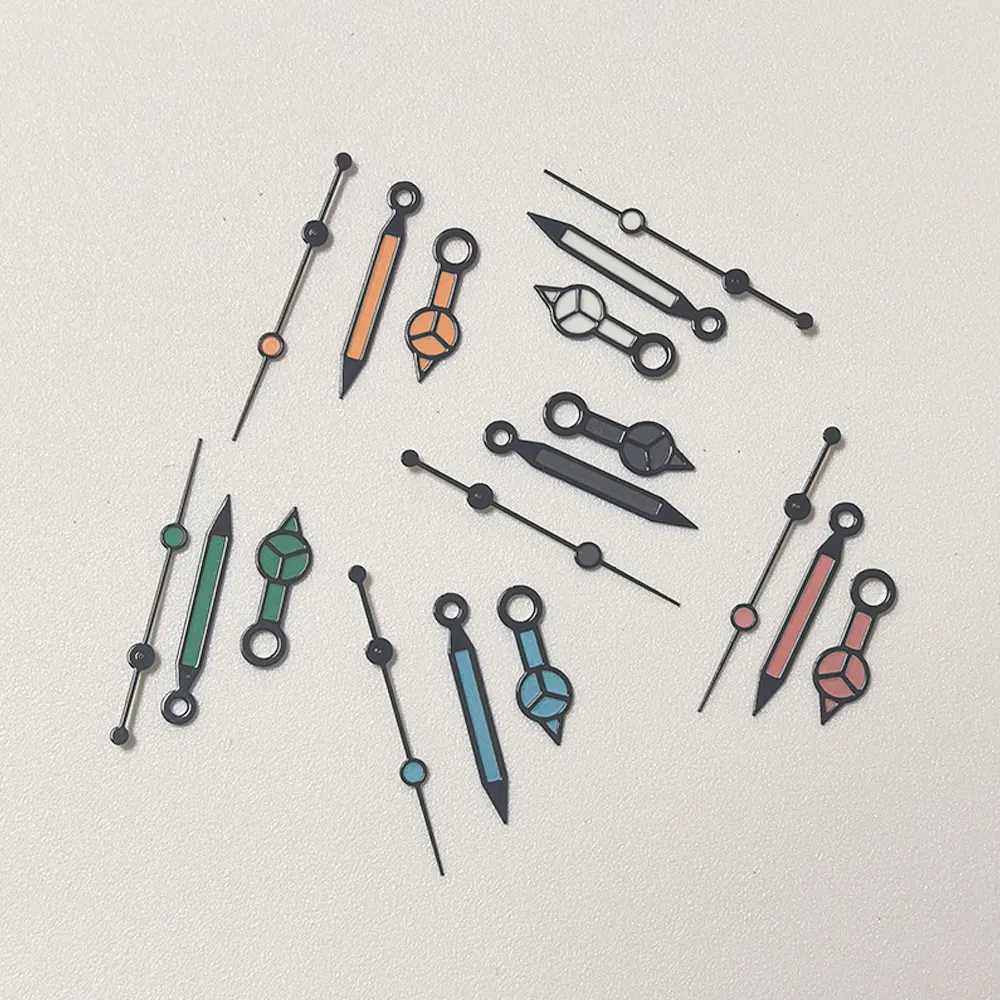 NH35 Watch Hands for NH36 4R 7S Movement High Quality Black Border Needle 7.75*12*12.5mm Green Luminous Diving Watches Pointers