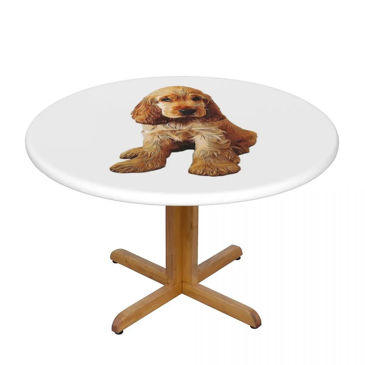 Gold Cocker Spaniel Puppy Dog Waterproof Round Tablecloth Oilproof Table Cloth for Kitchen Events Dining Table Cover