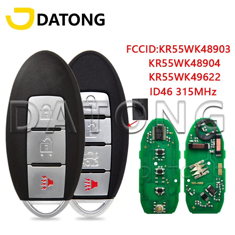 

Datong World Car Remote Key For Nisan Teana Altima Maxima Murano Infiniti G25 G35 G37 Q60 FX35 FX37 QX70 FX50 ID46 315MHz Card