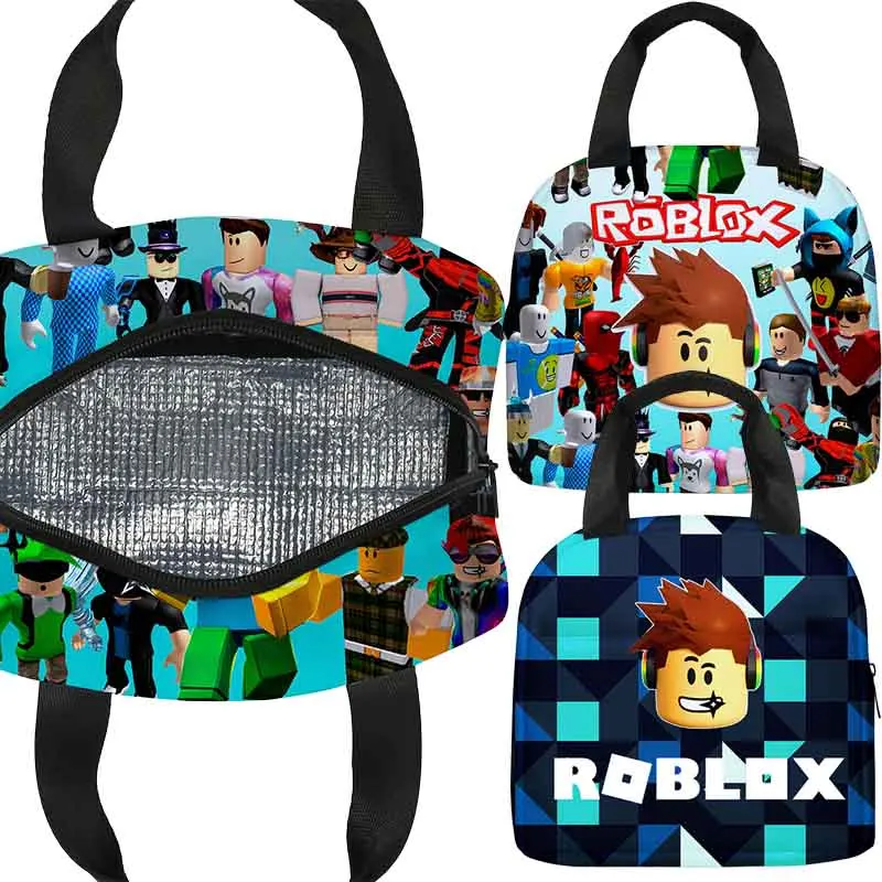 

Roblox Cartoon Boys Girls Lunch Bag Anime Thermal Insulation Aluminum Film High Quality Waterproof Portable Lunch Bags Tote New