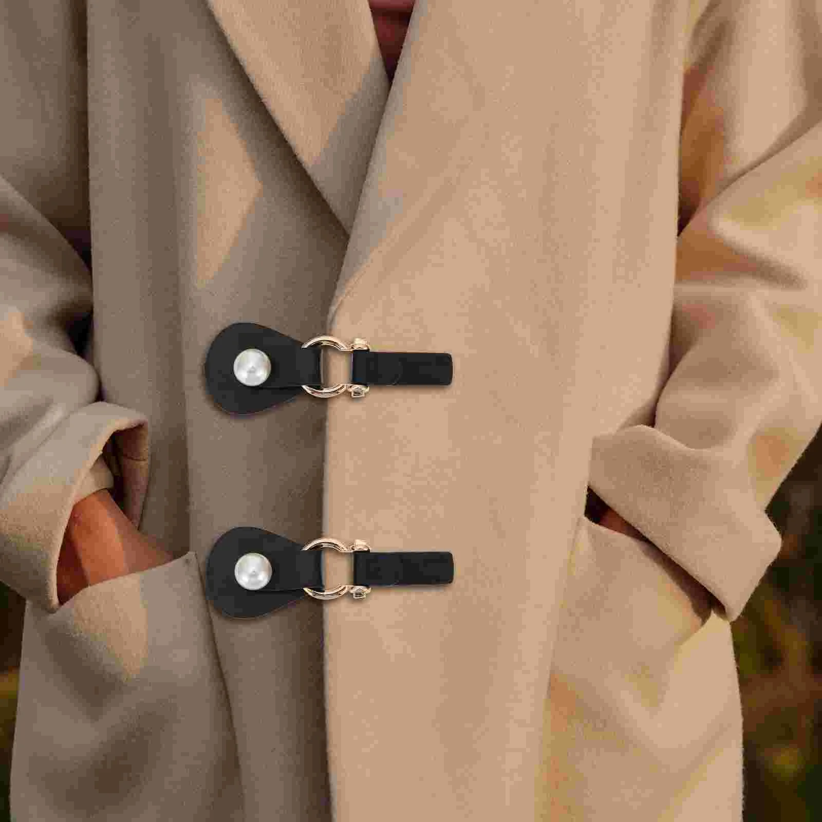 2 Pcs Buckle Shawl Buckles Toggle Clasp Fur Coat Duffle Buttons Closure Artificial