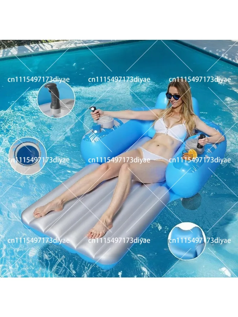 Motorized Inflatable Pool Float with Dual Motors and 2 Storage Pockets, Electric Lounge Chair for Adults