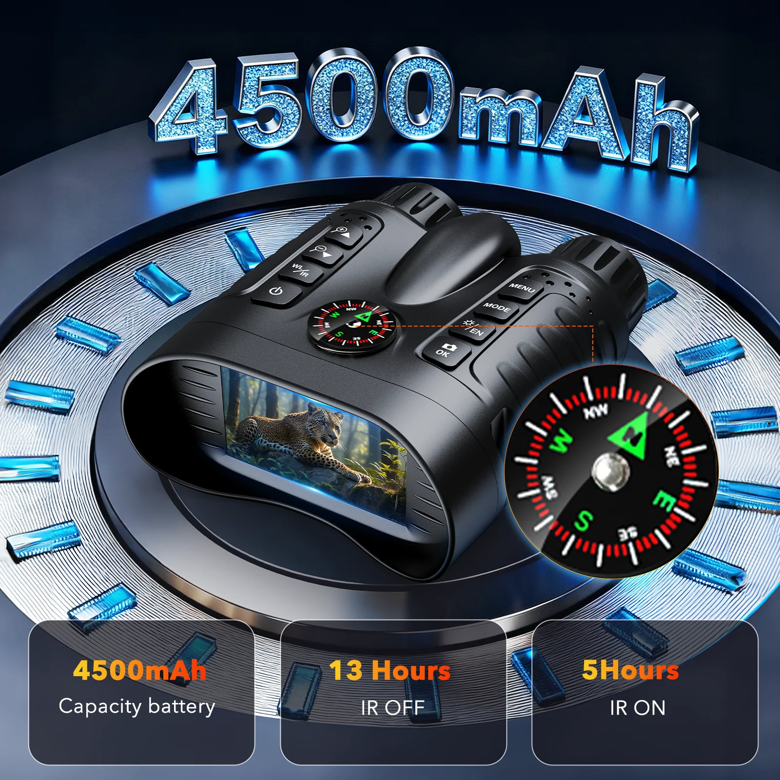 4K Night Vision Binoculars 8x Digital 400m Full Dark Infrared Night Vision Telescope Goggles for Hunting Camping Boating